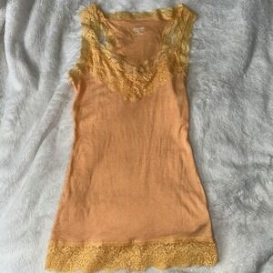 Mossimo Tank Top Babydoll M Orange Camisole Babydoll‎ Y2K VTG Cotton Lace V Neck